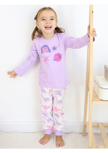 Baskılı Kız Çocuk Pijama Takımı 3 Ay-3 Yaş