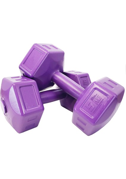 Tekno Trust Vinyl 5 kg Mor Dambıl Seti 5 kg x 2 Adet Toplam 10 kg Ağırlık Seti Mor