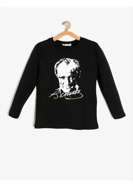 Siyah Atatürk Baskılı Penye