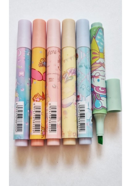 6'lı Kuromi CH-521 Poşette Pastel Fosforlu Kalem