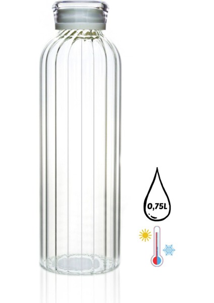 Beyaz My Bottle Line Series Borosilikat Cam Matara 0,75ML Vakum Kapaklı Su Şişesi Suluk 750ML Cam 0 fiyatları