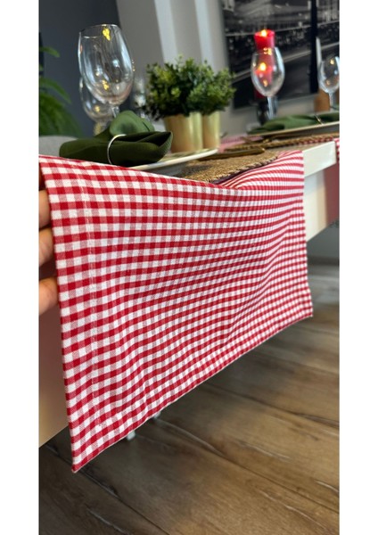 Pamuk Keten Mini Pötikare Dertsiz Kırmızı Kısa Runner Yılbaşı Runner