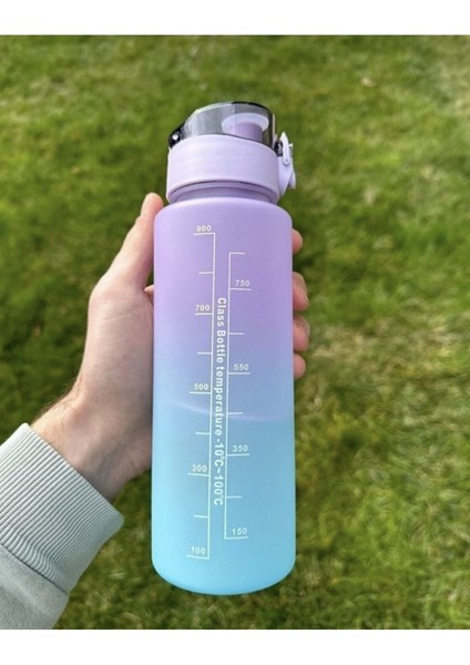 Mor 3 Lü Motivasyon Su Matarası Su Şişesi Suluk 2 Lt 900ML Yavrulu Spor Salonu Su Şişesi Sticker He