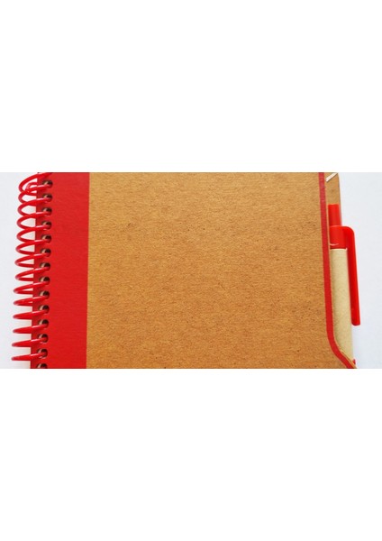 Kraft Sert Kapak 13X21CM Spiralli Kalemli Çizgili A5 Not Defteri - Kenar Renk Seçenekli 1 Adet fiyatları