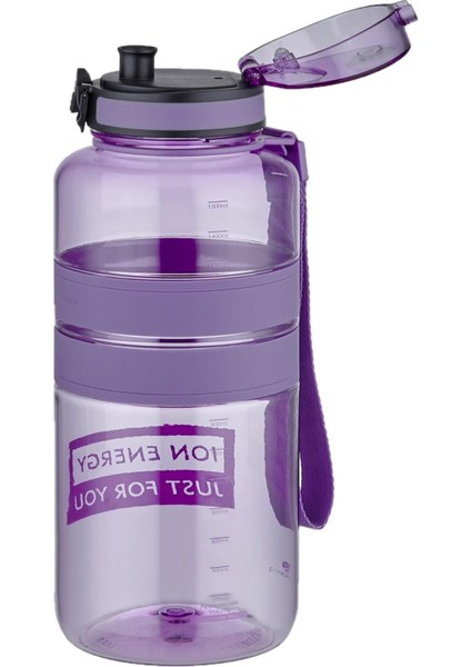 Plastik Tritan Su Matarası 1500ML 1.5 Litre Mega Boy Yenilenen Renkler 1,5 L Mor