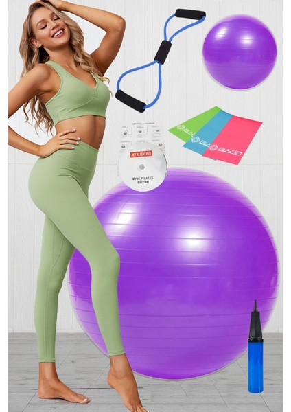 Mor 9 Lu Pilates Seti, Plates Takımı, Top, Direnç Lastiği ve Egzersiz Bandı indirimleri