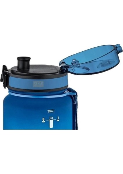 0,80 L 800ML Büyük Boy Soft Touch Çift Renk Motivasyon Tritan Su Matarası Plastik Mavi