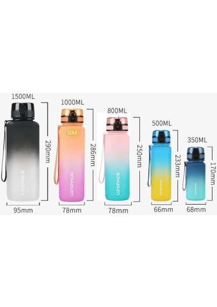 0,80 L 800ML Büyük Boy Soft Touch Çift Renk Motivasyon Tritan Su Matarası Plastik Mavi