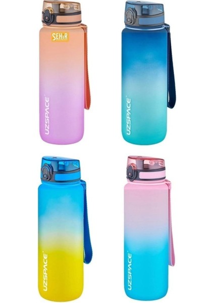 0,80 L 800ML Büyük Boy Soft Touch Çift Renk Motivasyon Tritan Su Matarası Plastik Mavi