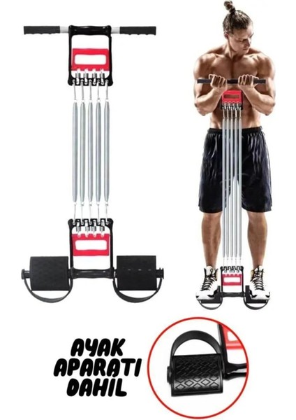 Tekno Trust Siyah Çok Renkli Tek Yaylı Halat Pedal Karn Düzleştir Kol Bacak Egzersiz Kas Spor Ev Ekipman Vücut