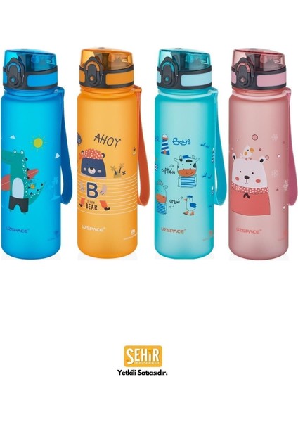 0,50 L 500ML Yeni Koleksiyon Sevimli Hayvanlar Desenli Tritan Çocuk Su Matarası Turkuaz Plastik fırsatları