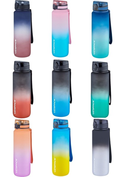 Siyah 1000ML Büyük Boy Çift Renk Softtouch Ff Collection Tritan Su Matarası 1 L Plastik