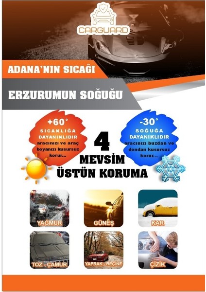 Carguard Hyundai I10 1999-2007 Uyumlu X300 Fitilli Araba Brandası Miflonlu Branda Oto Çadır Örtü