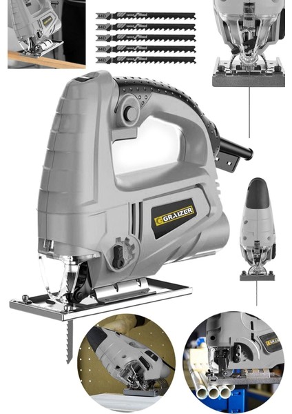 Alman 4000 W Sjs Metal Şanzuman 6 Kademe Devirli Bakır Sargili Dekupaj Testere makinesi Gg
