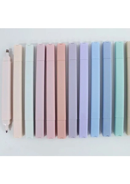 12'li Çift Uçlu Pastel Renkler Mujuu - 0566 Highlighter Yassı Fosforlu Kalem modelleri