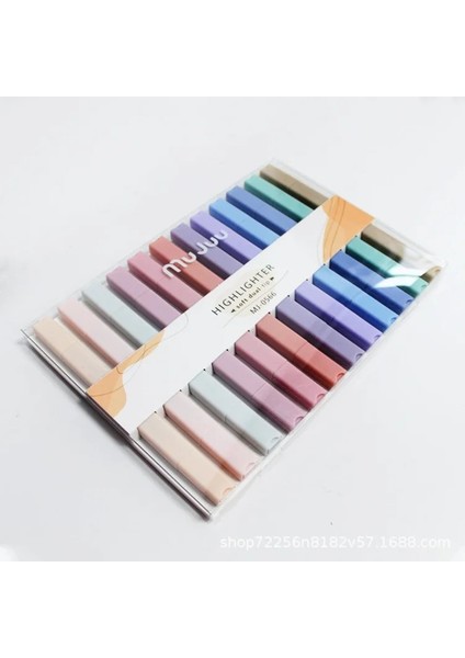 12'li Çift Uçlu Pastel Renkler Mujuu - 0566 Highlighter Yassı Fosforlu Kalem fırsatları