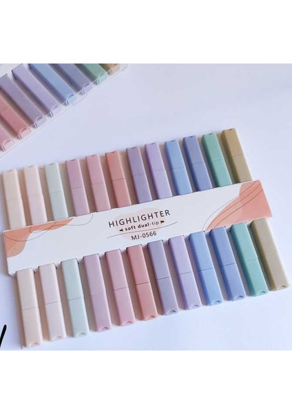 12'li Çift Uçlu Pastel Renkler Mujuu - 0566 Highlighter Yassı Fosforlu Kalem indirimleri