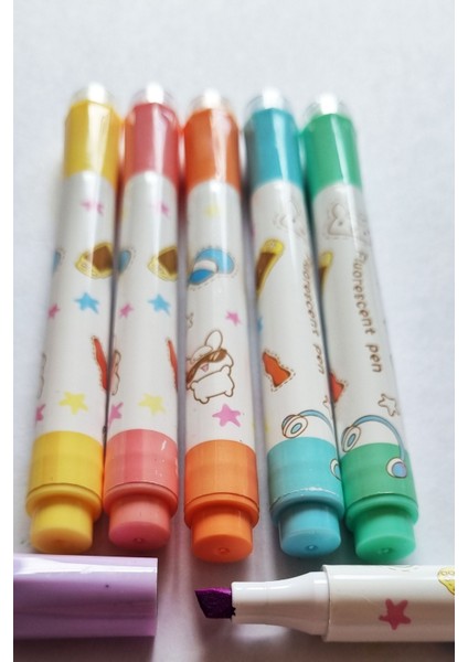 6'lı Mühür Baskı Kapaklı Fluorescent Stamp Pastel Fosforlu Kalem fırsatları