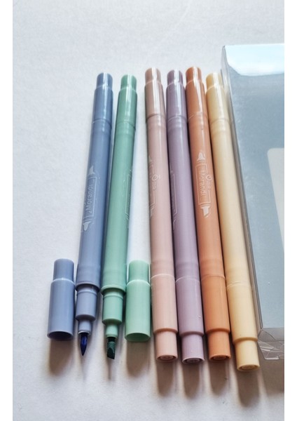 6'lı Wen-Duo 500 Kesik -Yuvarlak Çift Uçlu Ultra Soft Pastel Fosforlu Kalem indirimleri