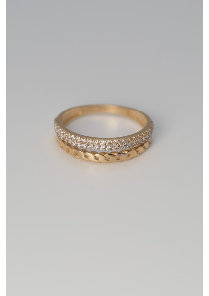 14 Ayar Altın Taşlı Zincir Model Yüzük modelleri