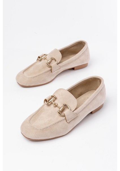 Bej Süet Toka Aksesuarlı Günlük Kadın Babet fırsatları