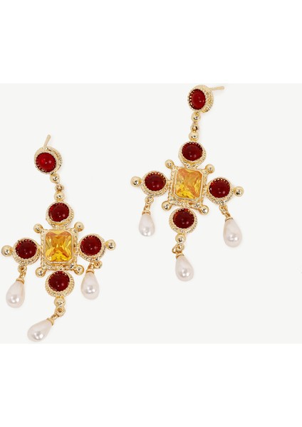 İnci Ve Akik Taşlı Uzun Küpe fiyatları