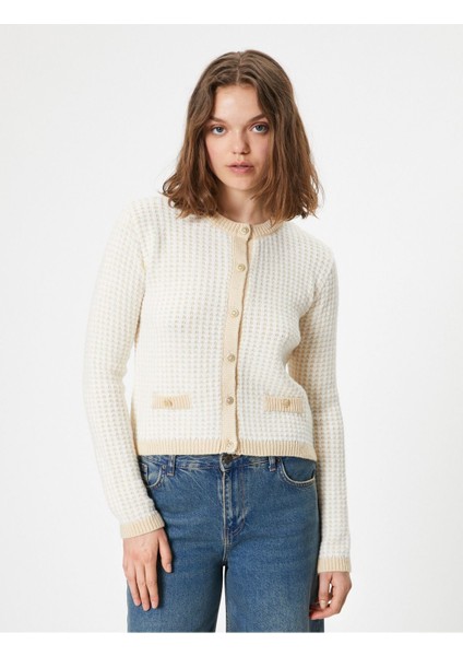 Triko Hırka Bisiklet Yaka Cep Detaylı Düğmeli Uzun Kollu 5WAL90050IT fiyatları