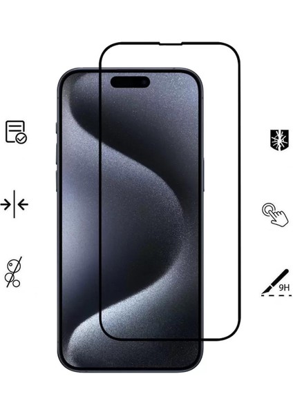Apple iPhone 15 Ile Uyumlu Kırılmaz Cam Çizilmez Darbe Emici Anti Static Süper Kalite