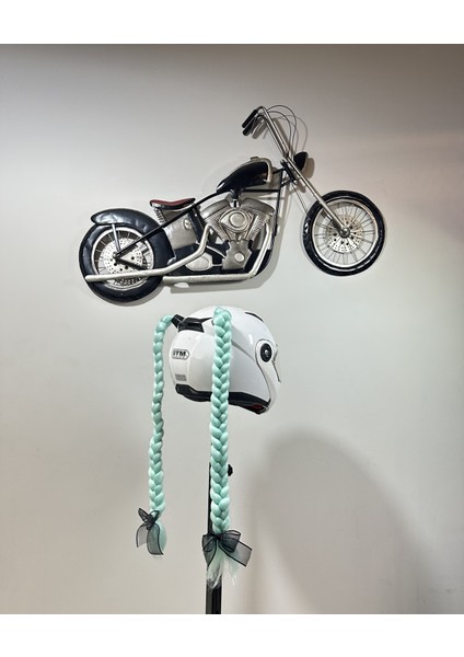Motor & Motosiklet Kask Dış Aksesuar Su Yeşili Çift Örgülü Saç