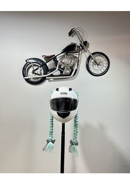 Motor & Motosiklet Kask Dış Aksesuar Su Yeşili Çift Örgülü Saç fırsatları