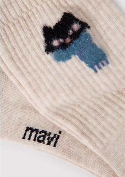 Kedi Baskılı Beyaz Soket ÇORAP1912757-85929 fiyatları