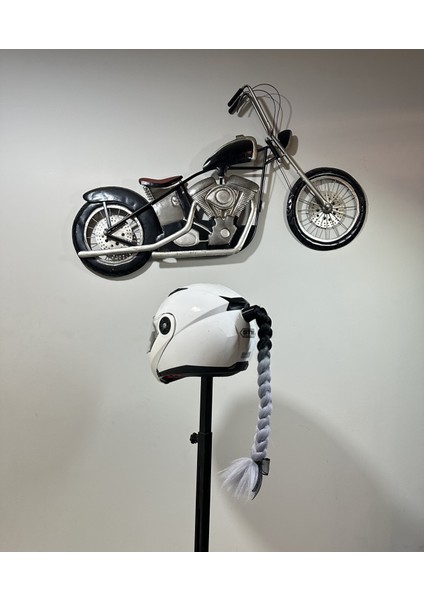 3D Pazari Com Motor & Motosiklet Siyah Gri Ombreli Örgü Saç Kask Dış Aksesuar