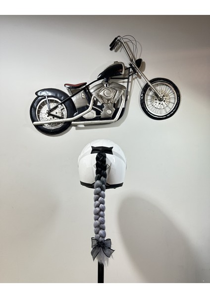 3D Pazari Com Motor & Motosiklet Siyah Gri Ombreli Örgü Saç Kask Dış Aksesuar