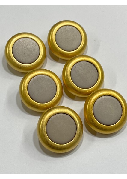 Kaban Kürk Manto Düğmesi / Italyan Düğme 6 Lı Set / Mat Gold Bej 3 cm /M010