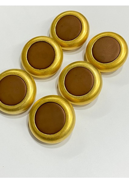 Kaban Kürk Manto Düğmesi / Italyan Düğme 6 Lı Set / Mat Gold Kapiçino 3 cm /M010