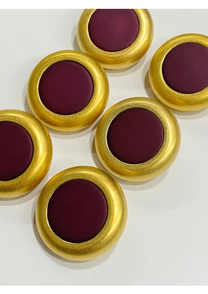Kaban Kürk Manto Düğmesi / Italyan Düğme 6 Lı Set / Mat Gold Patlıcan Moru 3 cm /M010 modelleri