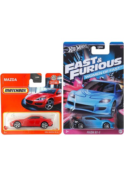 2 Araç Mazda Rx 8 Set - & Matchbox (1/64) Fast & Furious - Women Of Fast