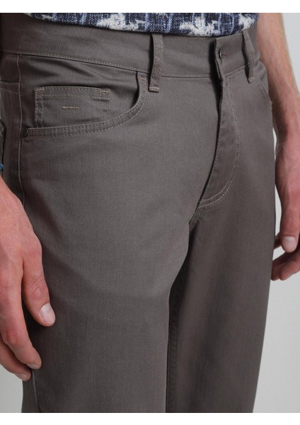 Vizon Düz Dokuma Fitted Fit Casual Pamuk Karışımlı Pantolon