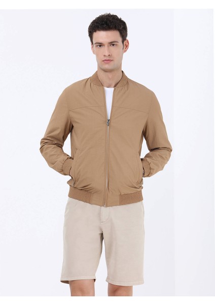 Deve Tüyü Regular Fit Dik Yaka Casual Dokuma Mont modelleri