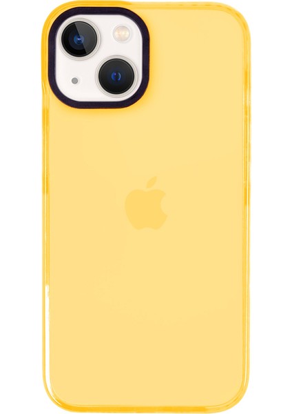 Apple iPhone 14 Uyumlu Telefon Kılıf Premium Sarı Kaplama Koruyucu Darbe Önleyici Çerçeveli