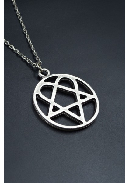 Heartagram Gümüş Kaplama Unisex Düz Zincir Kolye kod 755