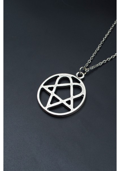 Heartagram Gümüş Kaplama Unisex Düz Zincir Kolye kod 755 modelleri