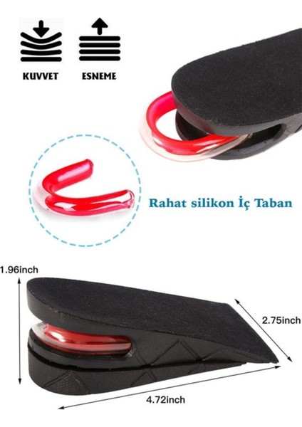 Boy Uzatıcı Tabanlık - Ayakkabı İçi Topuk Yükseltici - Hava Yastıklı Gizli Ayak Tabanlığı - 5 cm