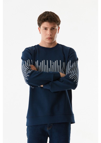Baskılı Bisiklet Yaka Sweatshirt modelleri
