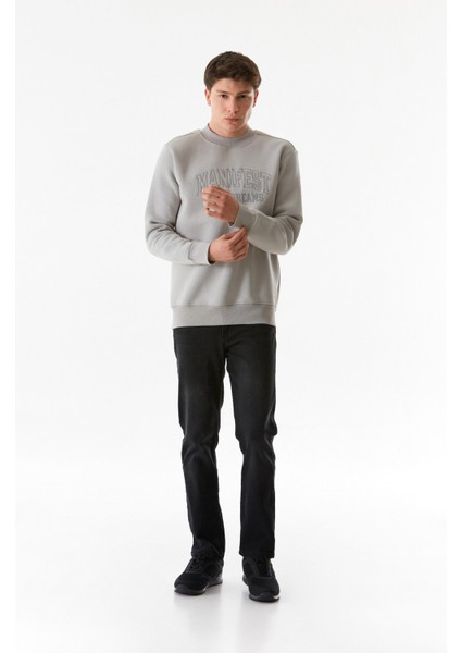 Yazı Nakışlı Dik Yaka Sweatshirt modelleri