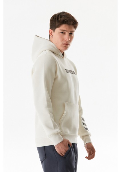 Yazı Nakışlı Kanguru Cepli Kapüşonlu Sweatshirt fiyatları