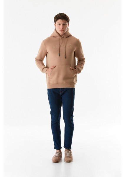 Yazı Nakışlı Kanguru Cepli Kapüşonlu Sweatshirt fiyatları