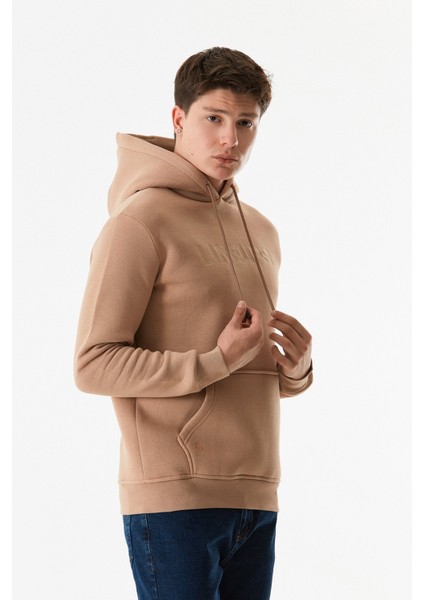 Yazı Nakışlı Kanguru Cepli Kapüşonlu Sweatshirt fırsatları