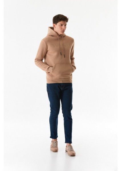 Yazı Nakışlı Kanguru Cepli Kapüşonlu Sweatshirt indirimleri