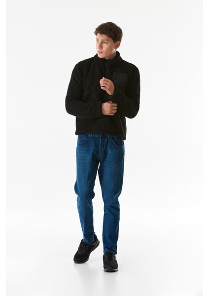 Dik Yaka Yarım Fermuarlı Peluş Sweatshirt modelleri